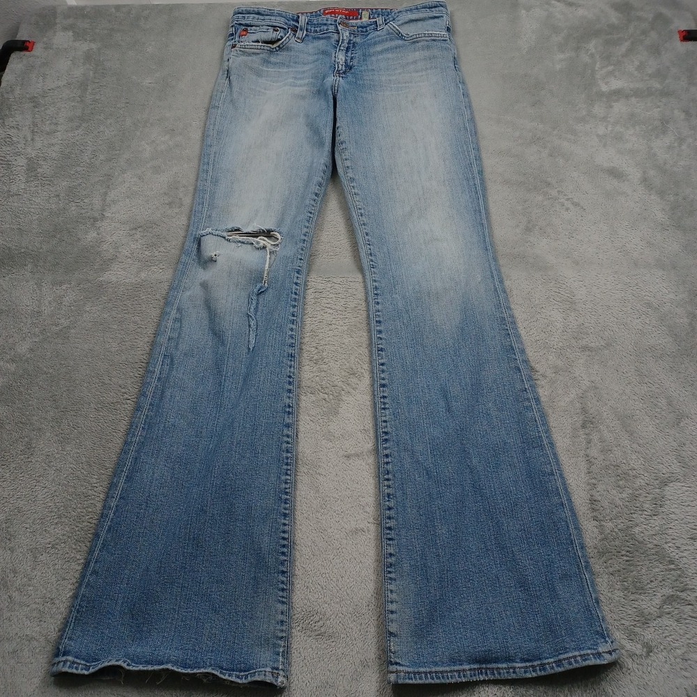 Vintage Big Star Jeans Womens 32 Blue Denim Flared Western Distressed
